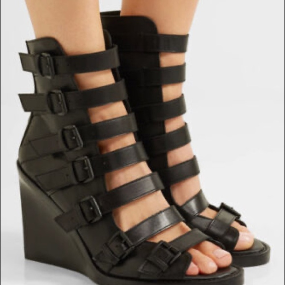 Ann demeulemeester gladiator leather sandal wedges
